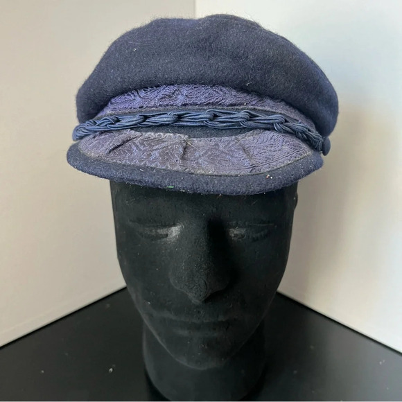 Vintage Golden Gate Hat Company Blue Fitted Mens Wool Greek Fisherman's Cap Size - Picture 1 of 13